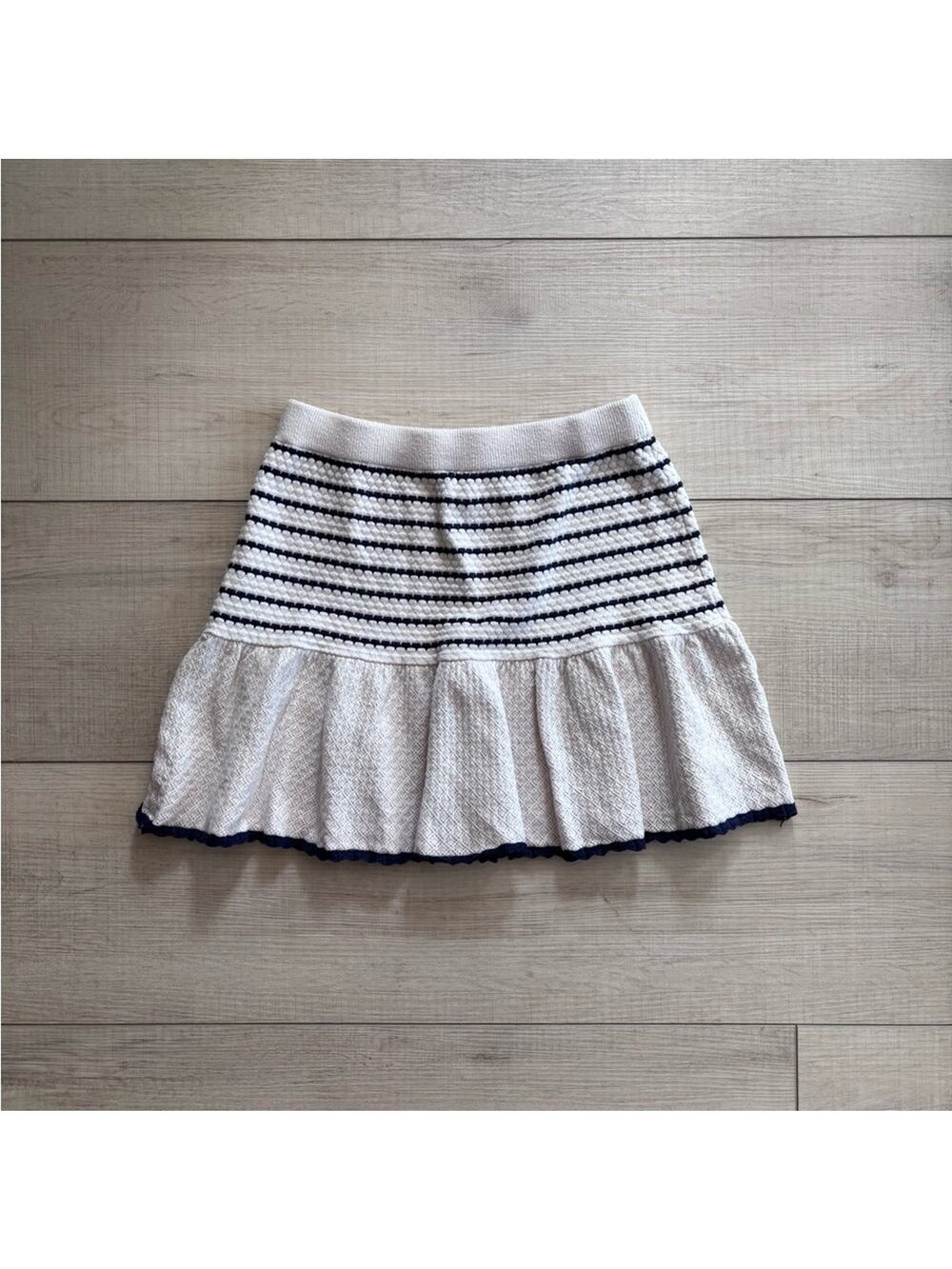 Freshman 1996 Pleated Black & White Stripe Knitted Skirt Y2K Preppy | Size M
